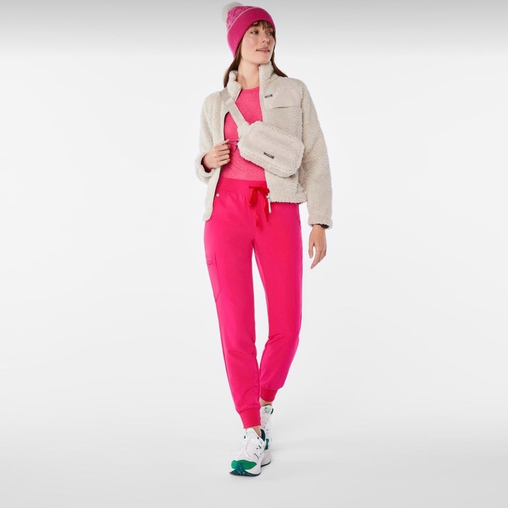 FIGS- Zamora High Waisted Jogger Scrub Pants Shocking Pink Size- Size